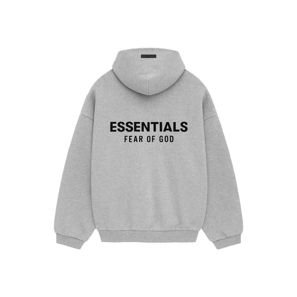 FearofGodEssentialsCoreLogoFleeceHoodieLightHeatherGrey