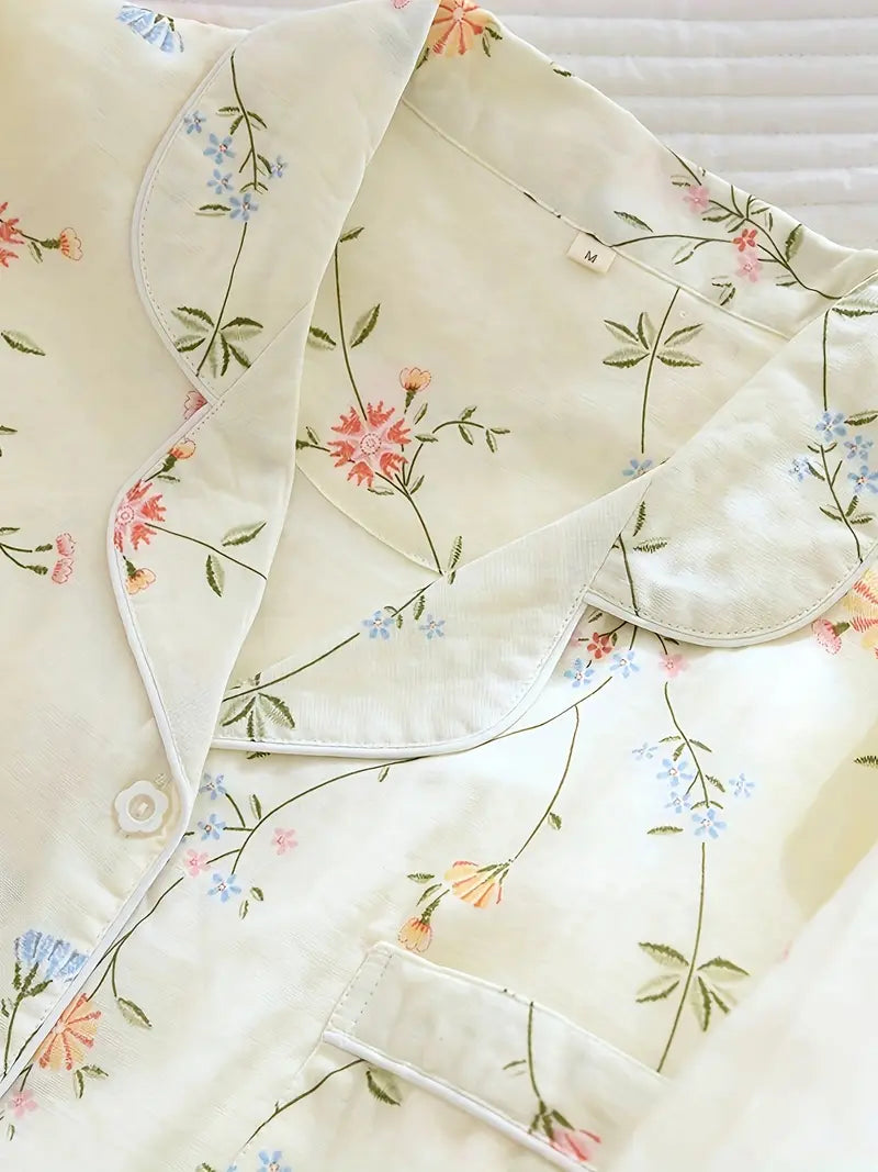 Elegant Floral Long Sleeve Pajama Set (1)