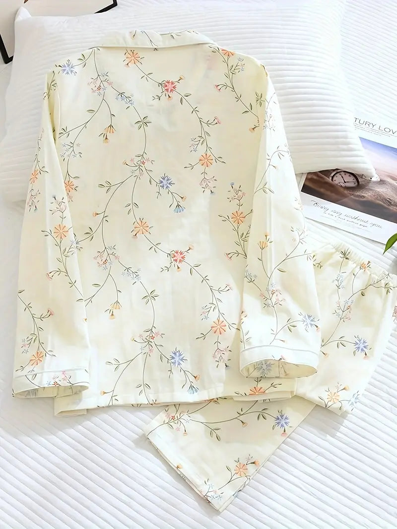Elegant Floral Long Sleeve Pajama Set (6)