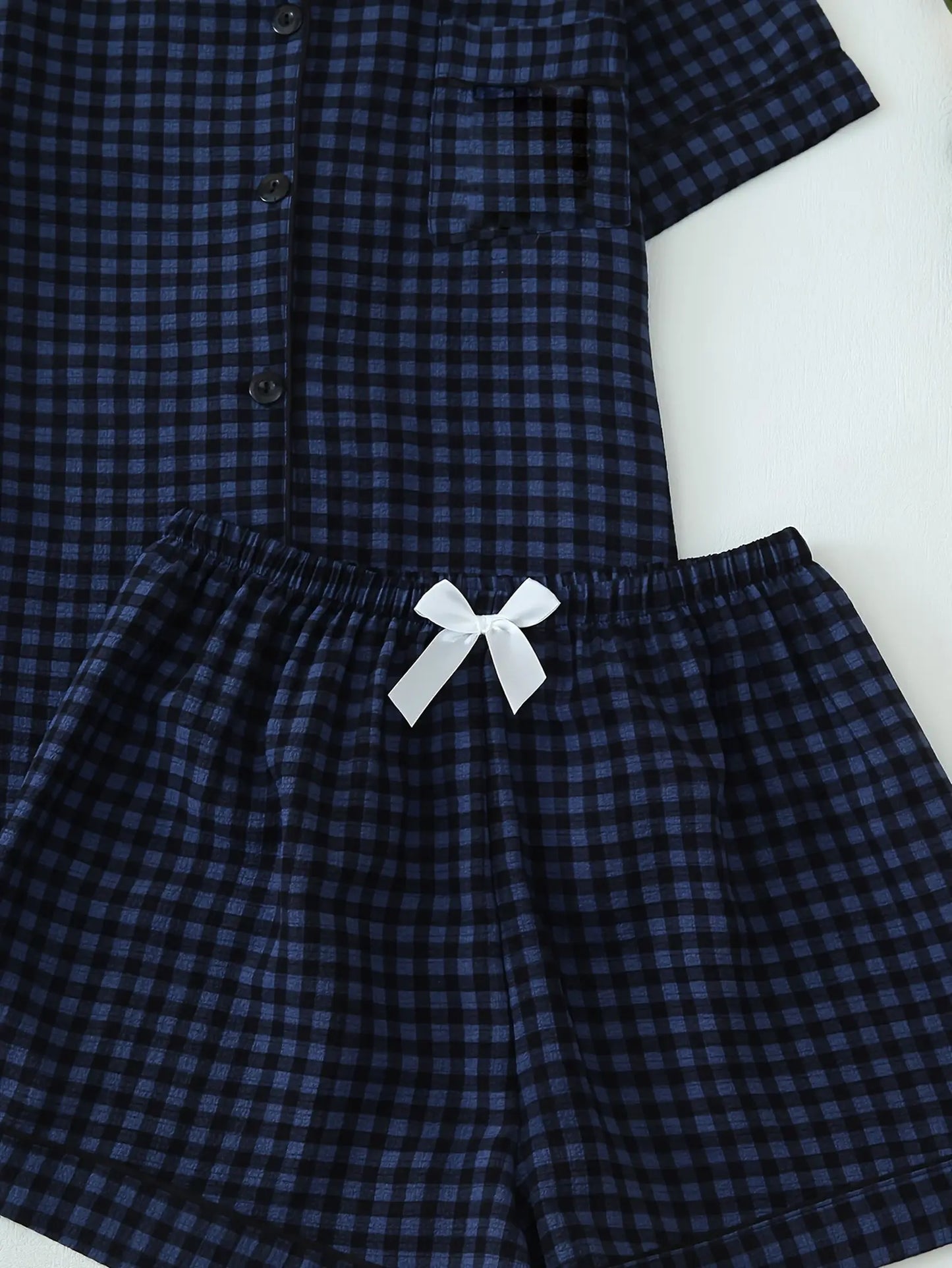 Cozy Checkered Pattern Pajama Set (5)