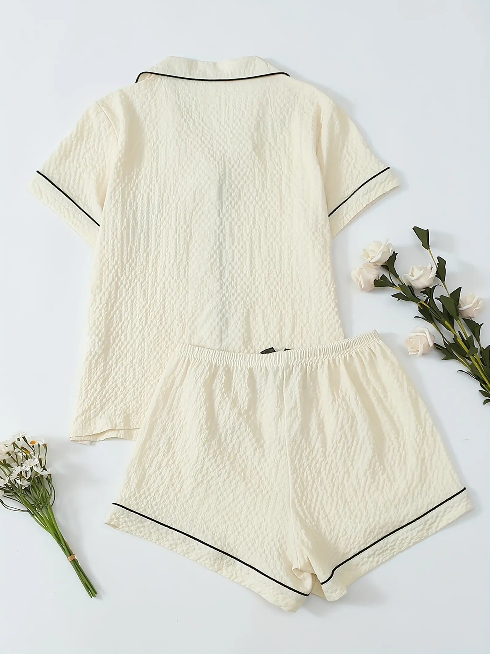 Heart-Shaped Embroidery Simple Pajamas Set (4)