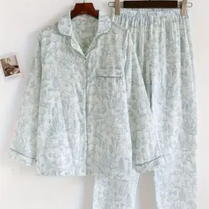Green Mushroom Pajamas Set For Women