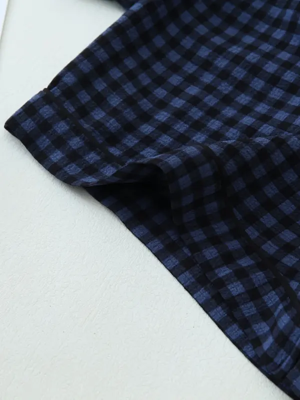 Cozy Checkered Pattern Pajama Set Short Sleeve - Image 6