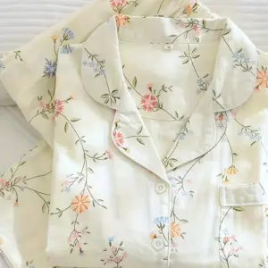 Elegant Floral Long Sleeve Pajama Set