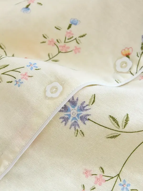 Elegant Floral Long Sleeve Pajama Set - Image 5