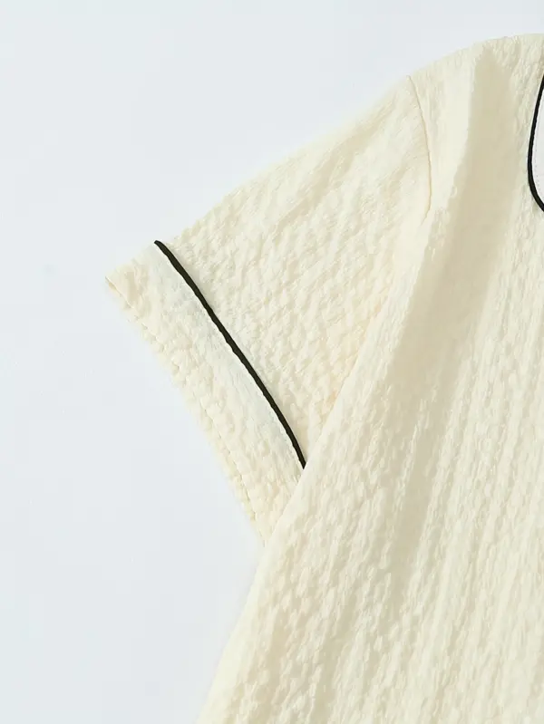 Heart-Shaped Embroidery Simple Pajamas Set - Image 2