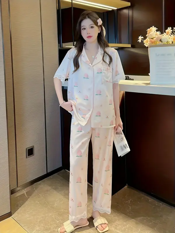 Short Sleeve Summer Pajama Sets For Women - Image 2
