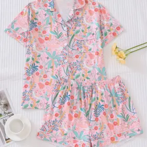 Allover Floral Short Sleeve Pajama Set