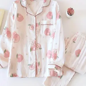 Apple Cotton Double Layer Pajamas Set for Women