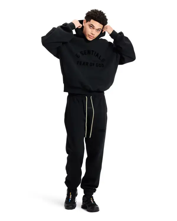 Fear of God Essentials Arch Logo Hoodie Jet Black - Image 7