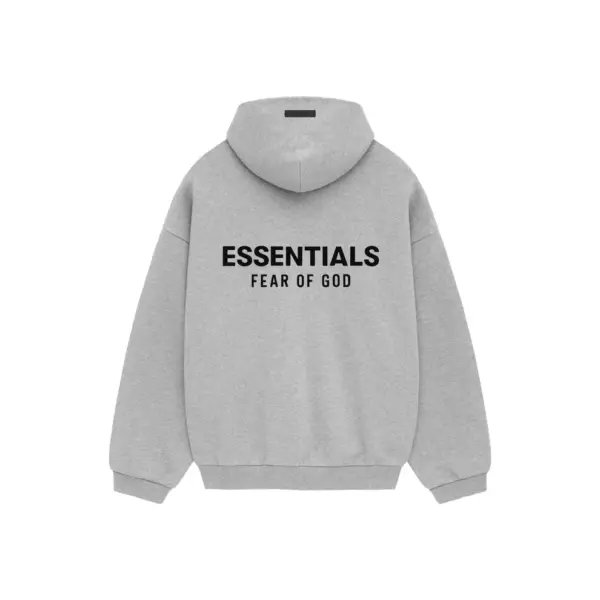 Fear of God Essentials Core Logo Fleece Hoodie Light Heather Grey (FW24) - Image 2