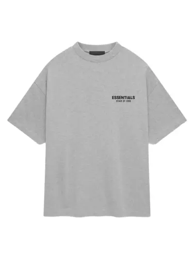 Fear of God Essentials Core Logo Jersey Crewneck Tee Light Heather Grey (FW24)