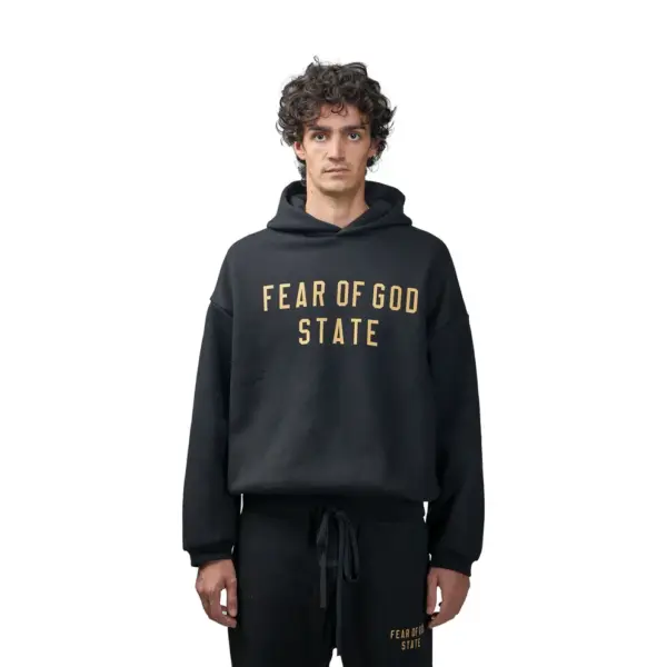 Fear of God Essentials Fleece Hoodie Black - Image 2