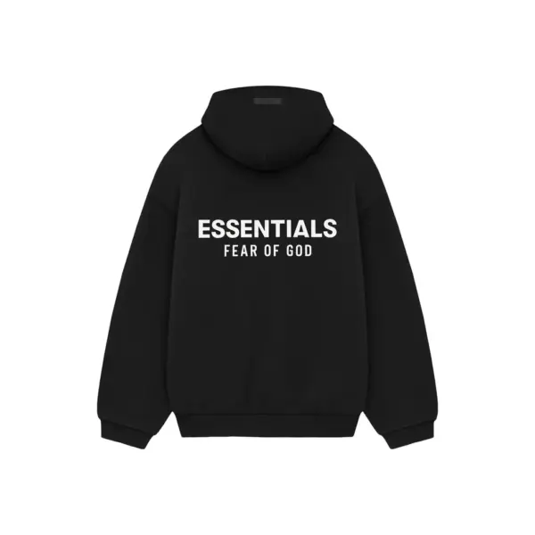 Fear of God Essentials Core Logo Fleece Hoodie Black (FW24) - Image 2